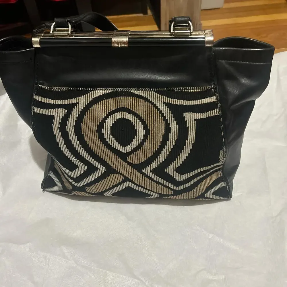 Diane von Furstenberg Love Knot Jacquard Runway Leather Tote Purse Bag